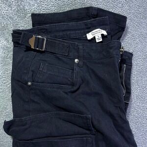 Orange Kiss Essentials Cargo Pants Women's L Black Utility Y2K Belted Streetwear